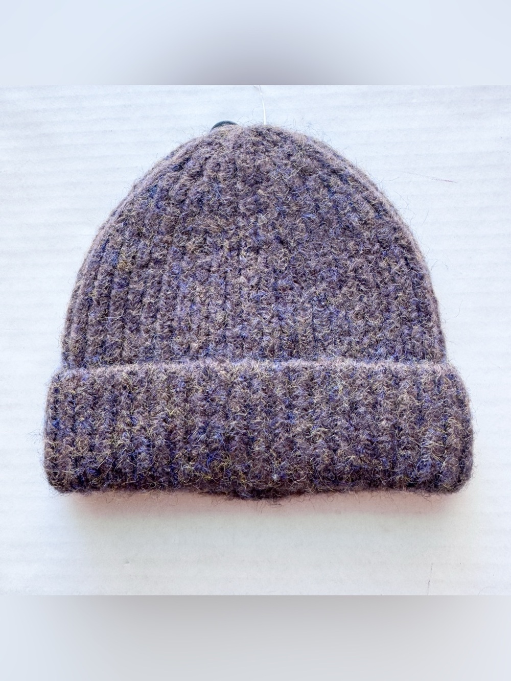 Zara Kids Fuzzy Knit Ribbed Hat in Purple/ Yellow Size 2-5Y NWOT